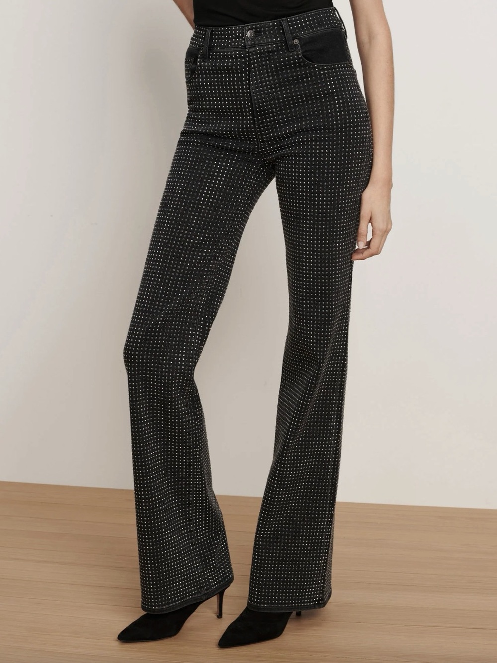 Veronica Beard Crosbie Wide Leg Rhinestone Jeans